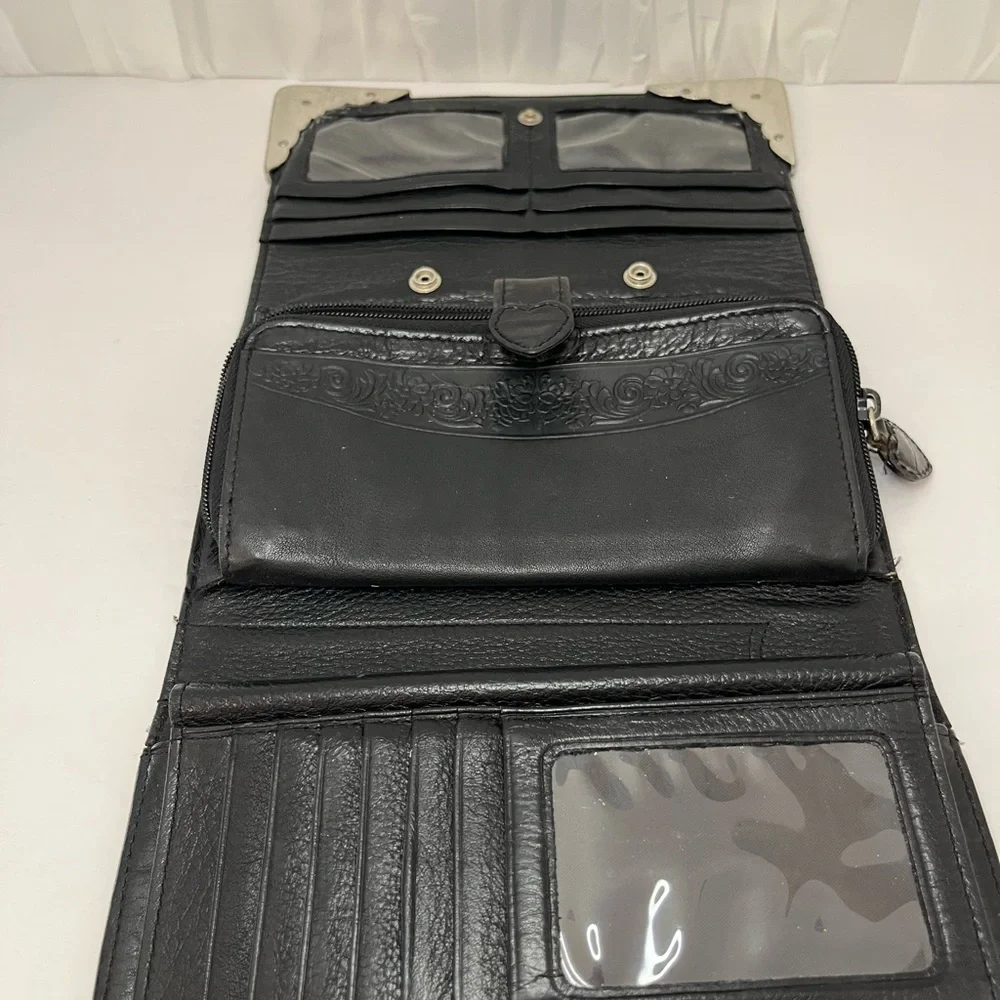 Brighton Black Crocodile Embossed Wallet with Silver Accents - Picture 7 of 10